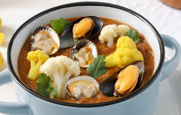 soupe de Cancale fruits de mer et chou-fleur