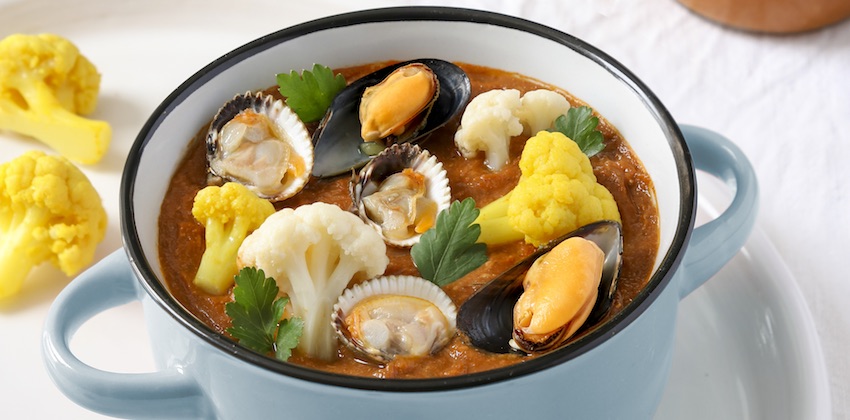 soupe de Cancale fruits de mer et chou-fleur