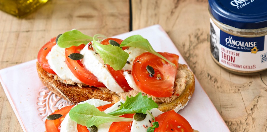 bruschetta à la rillette de thon poivrons